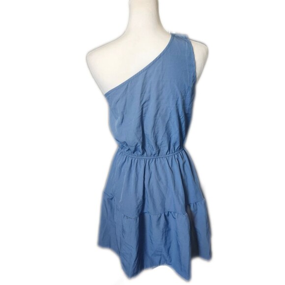 Cupshe NWT Dusty Blue One Shoulder Mini Dress, Elastic Waistband, S - Picture 4 of 12
